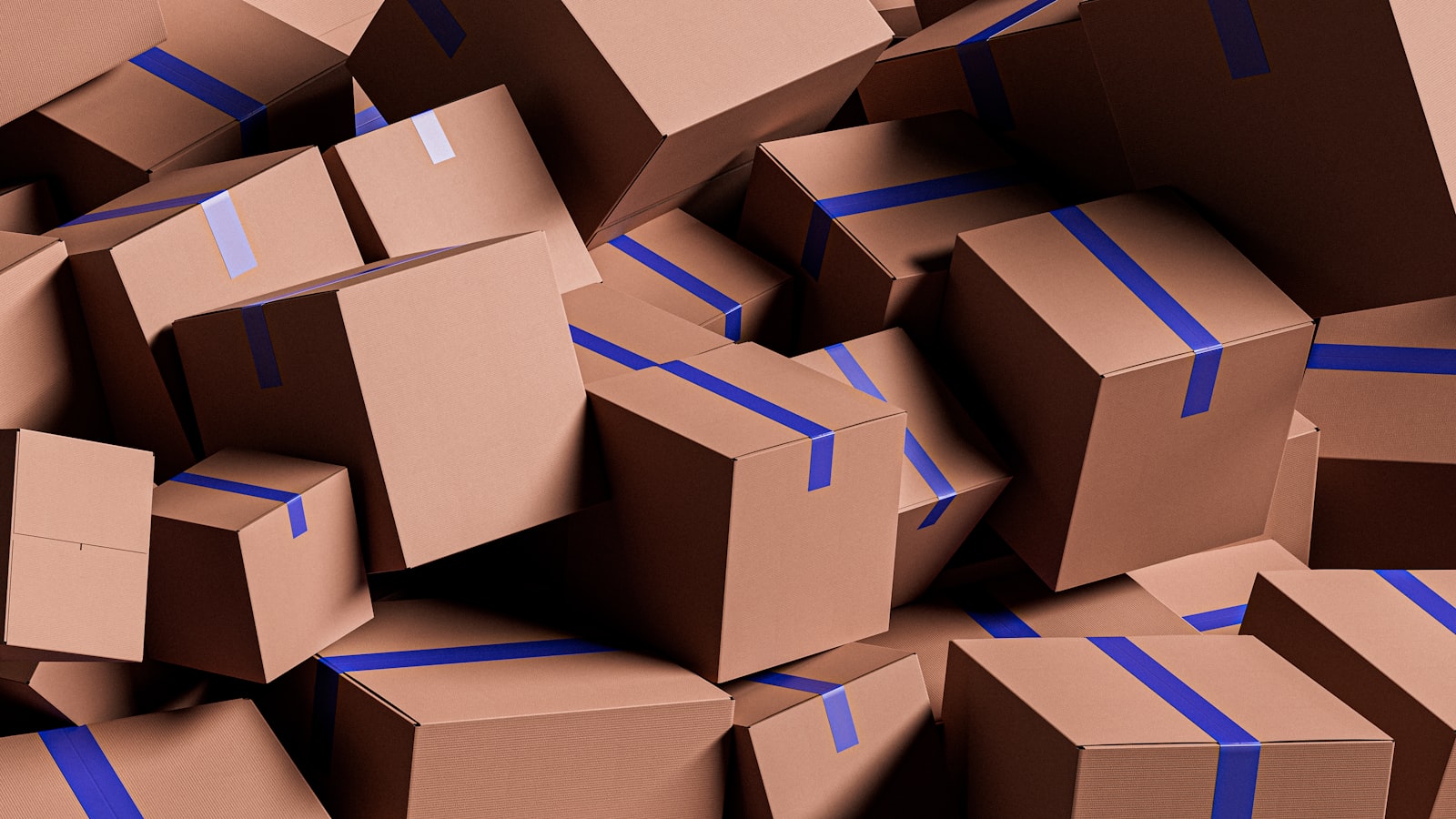 Neatly stacked moving boxes